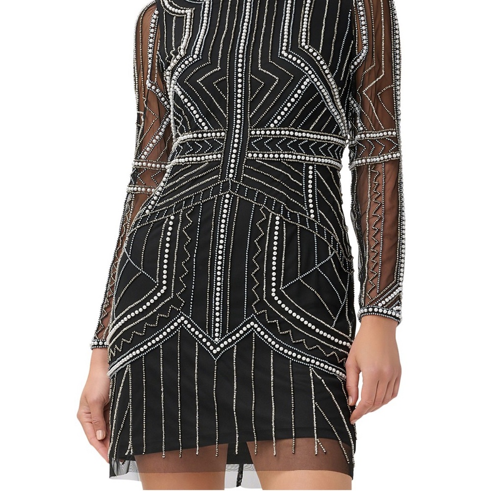 Aiden by Aiden Maddox Embellished mock Neck Dress